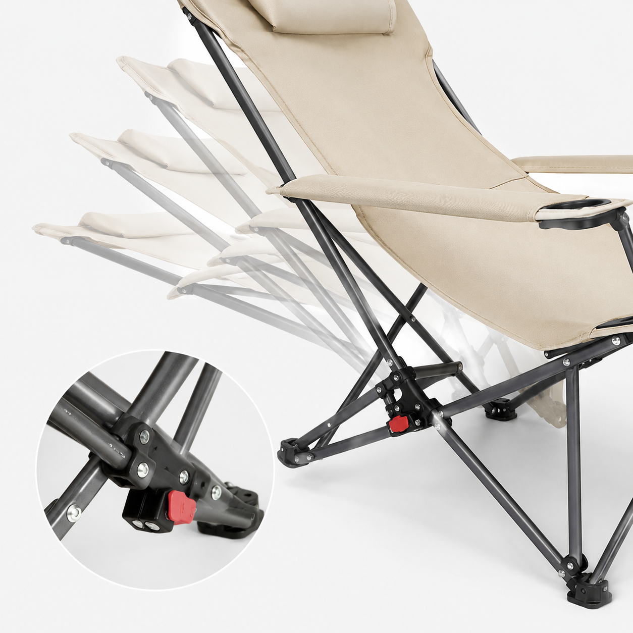 Chaise longue pliante - mécanisme de réglage multi-positions