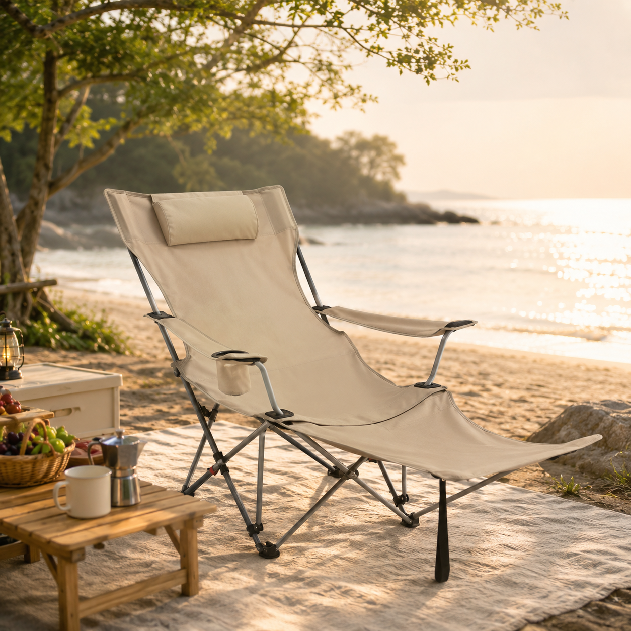 Chaise longue pliante - vue d'ensemble