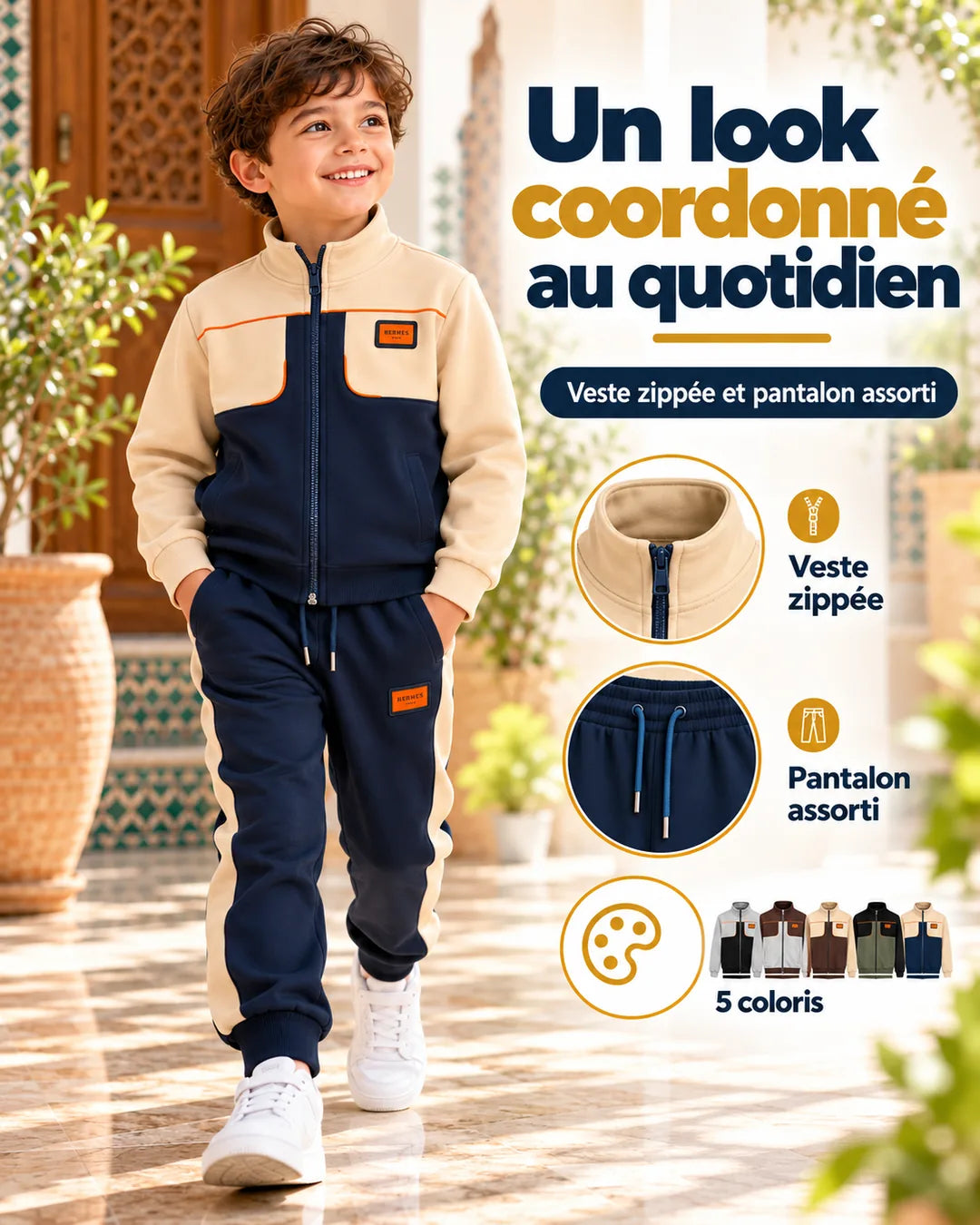 Ensemble deux pièces porté dans un décor quotidien