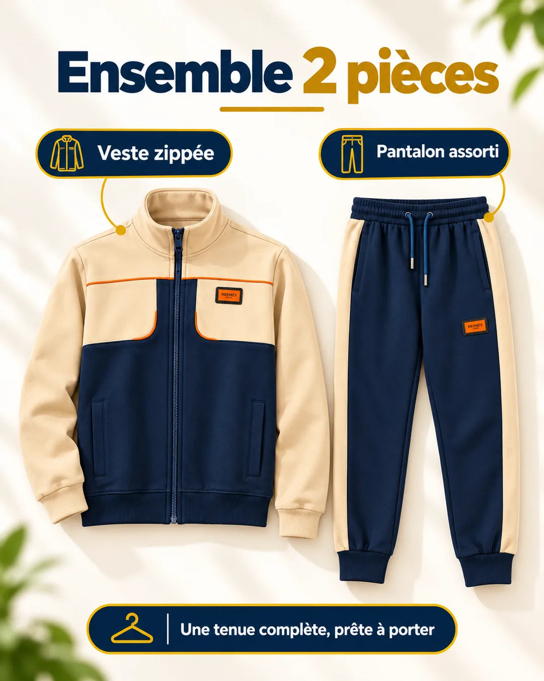 Veste zippée et pantalon assorti de l’ensemble Hermes