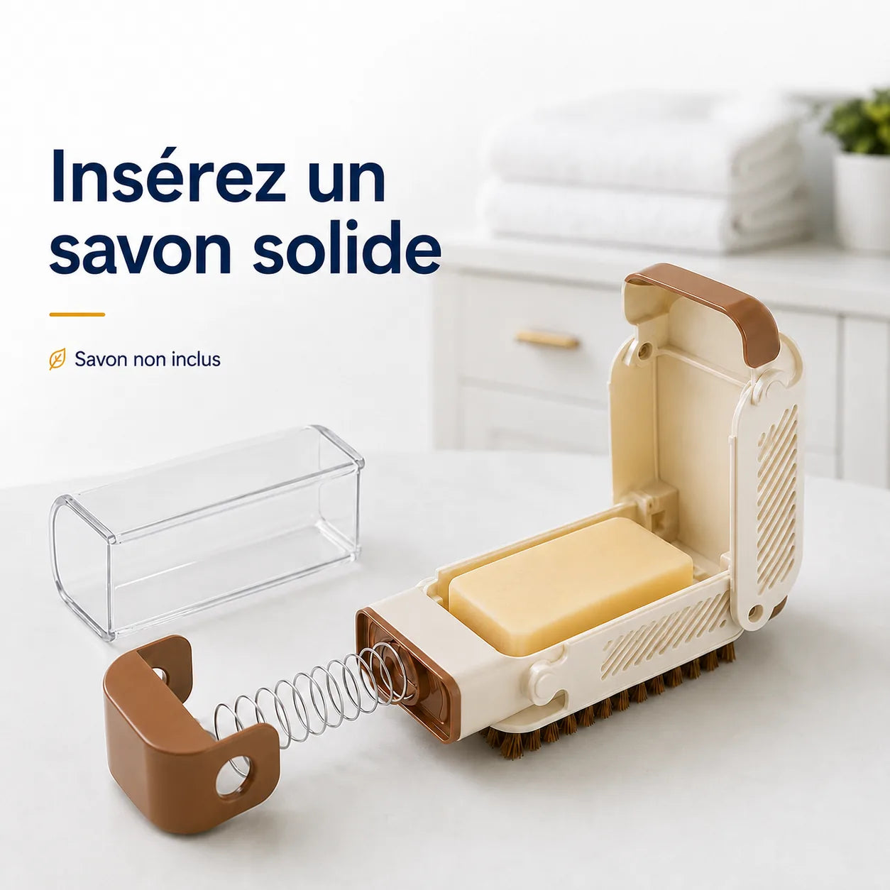 Boîte à savon 3-en-1 avec rouleau et brosse intégrée