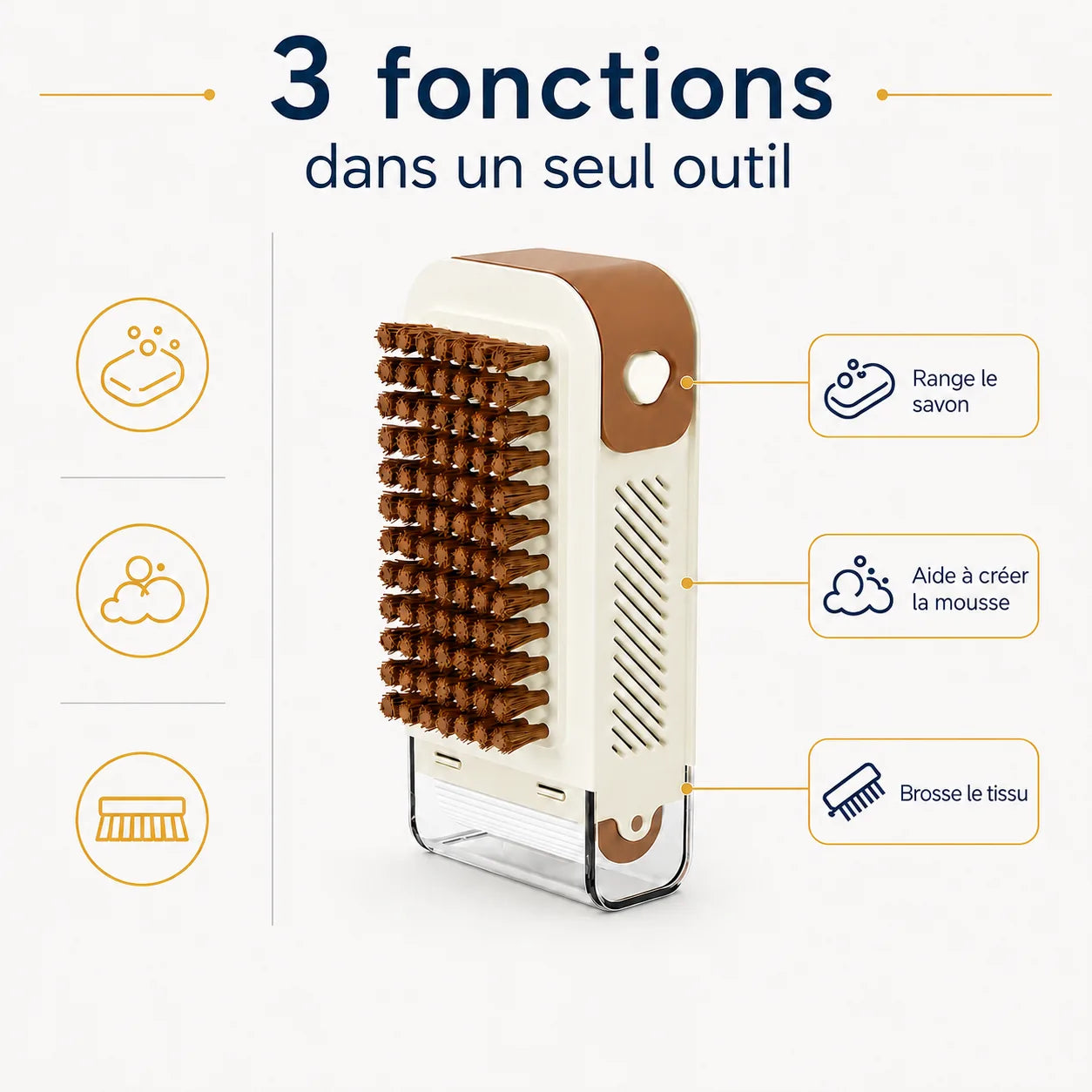 Boîte à savon 3-en-1 avec rouleau et brosse intégrée