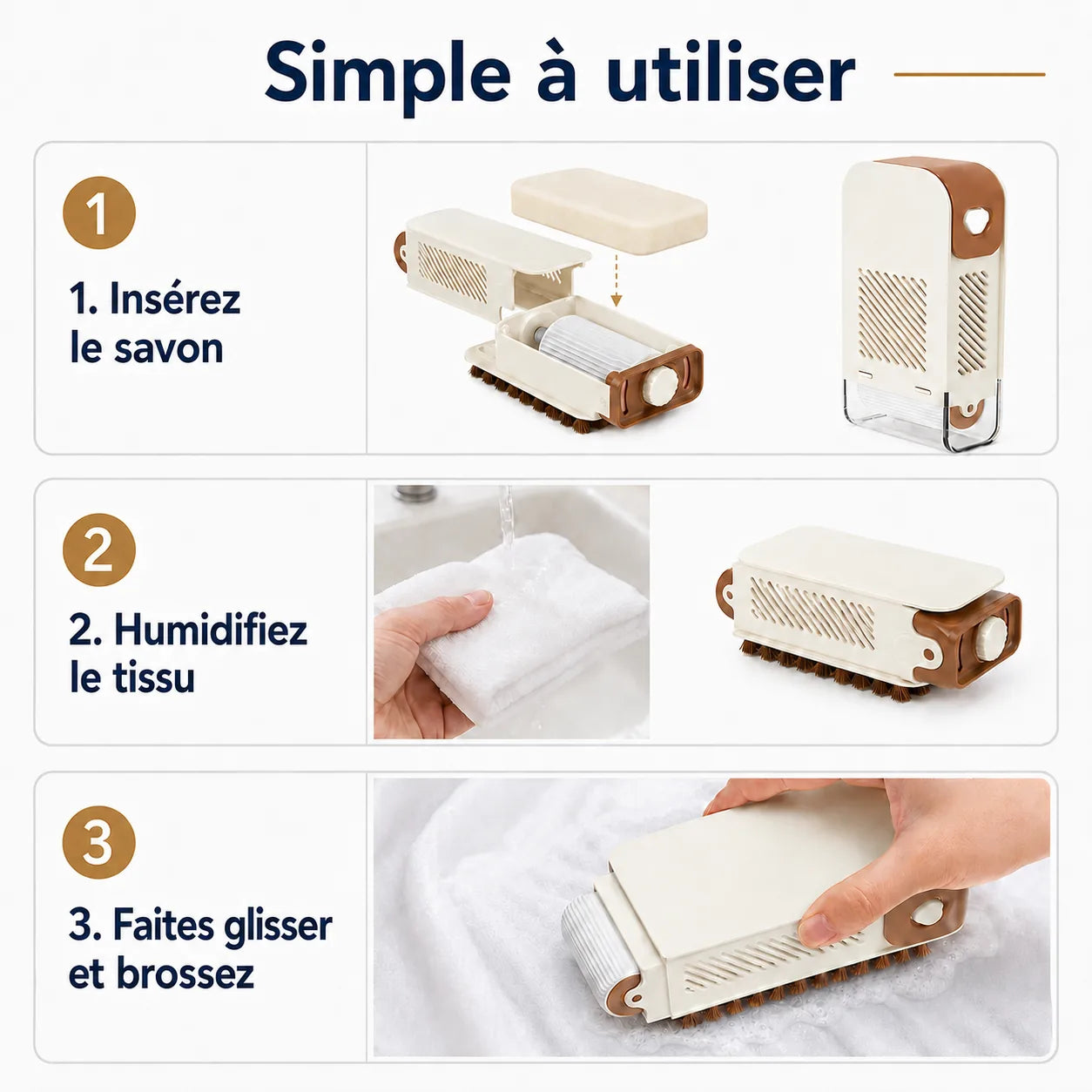 Boîte à savon 3-en-1 avec rouleau et brosse intégrée