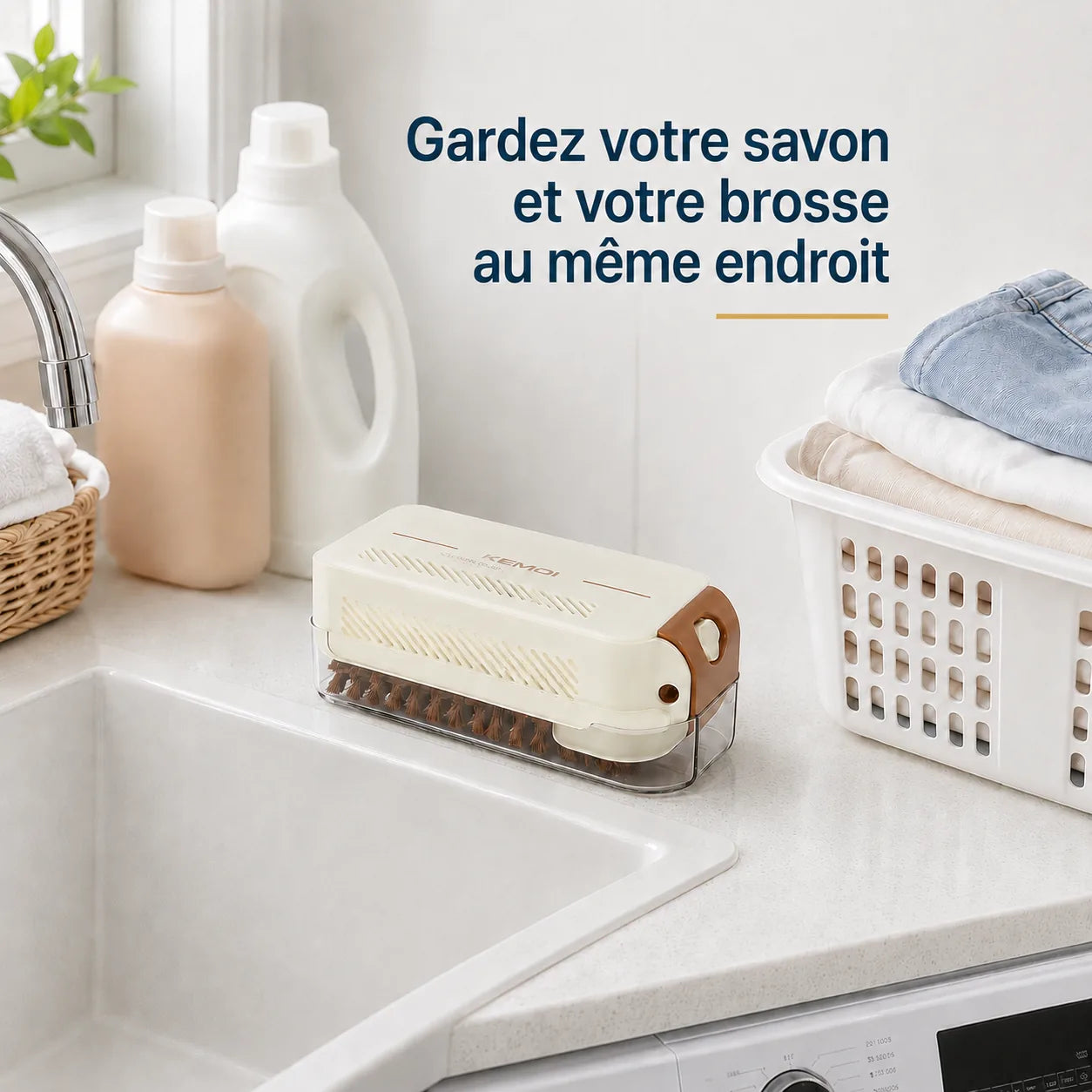 Boîte à savon 3-en-1 avec rouleau et brosse intégrée