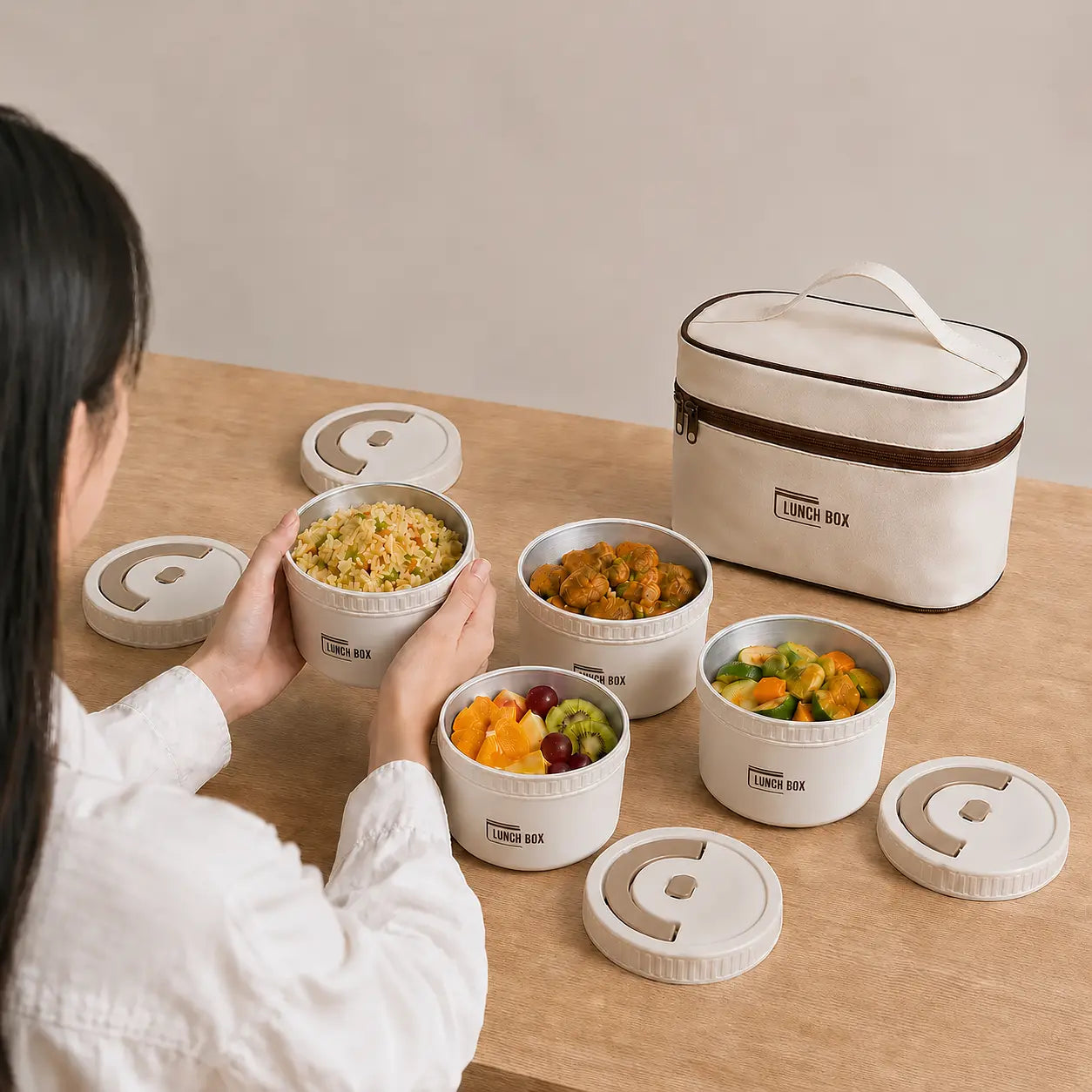 Lunch Box 4 Boîtes avec Sac de Transport