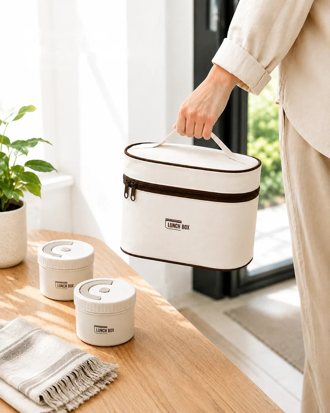 Lunch Box avec quatre boîtes rondes et sac de transport