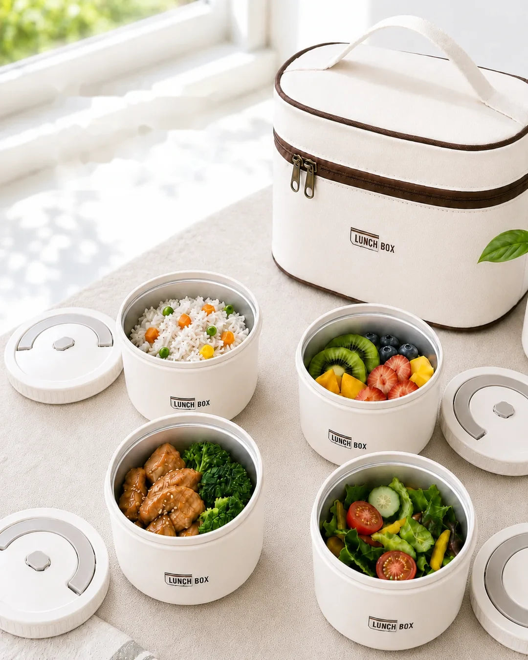 Repas réparti dans les différentes boîtes Lunch Box