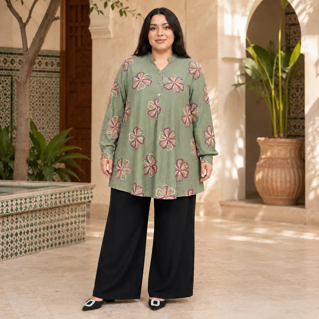 Ensemble Long Brodé