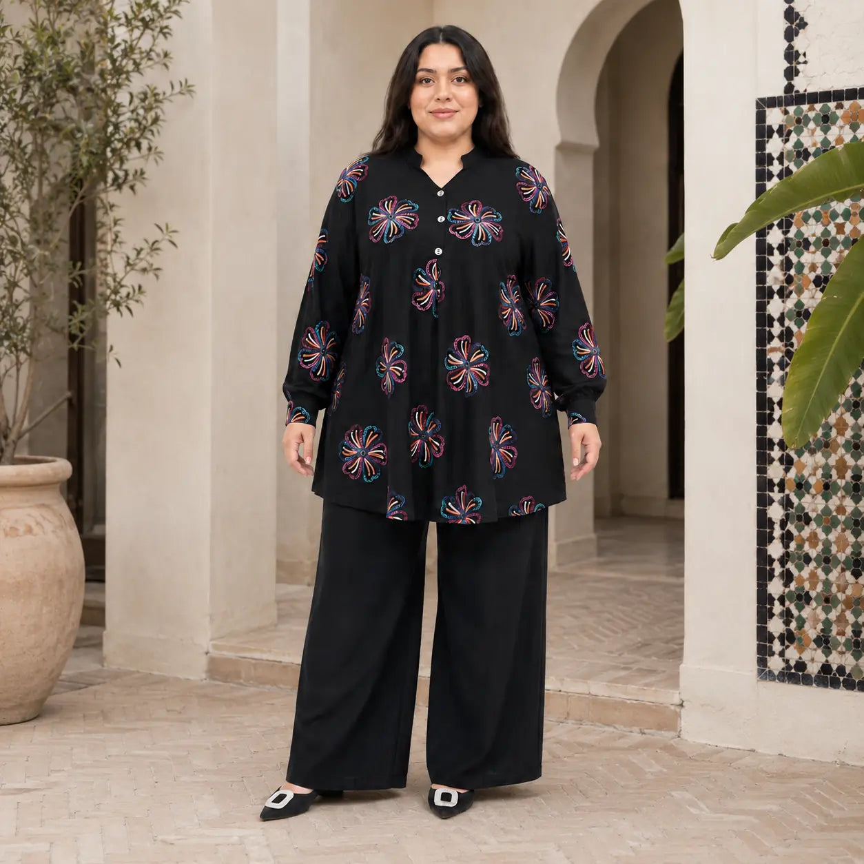 Ensemble Long Brodé