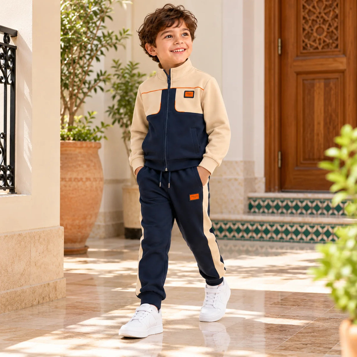 Vue portée de la veste et du pantalon