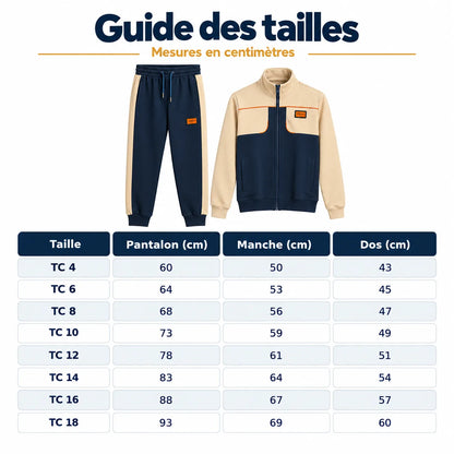 Guide des tailles et mesures de l'ensemble enfant